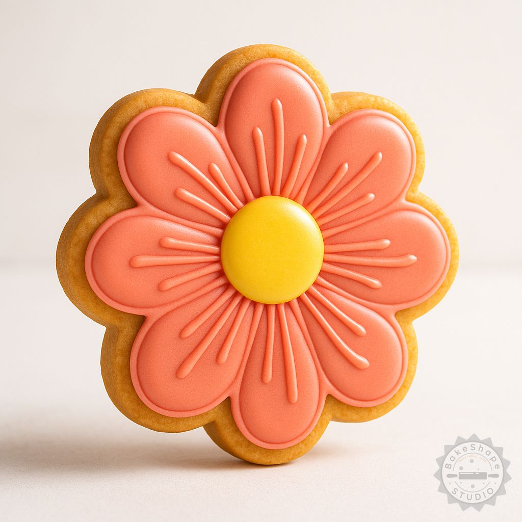 Flower shape cookie cutter and stamp set STL with three sizes for 3D printing