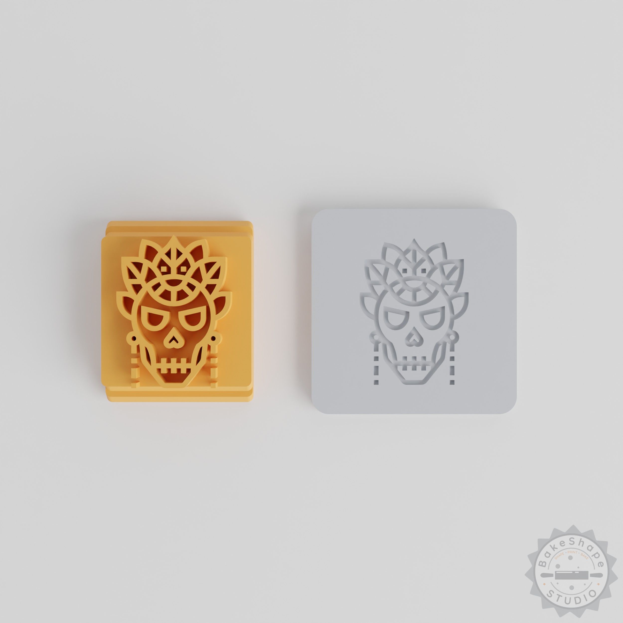 Boho Skull Stamp Tile Set, 5-Piece Clay & Cookie Design Tools, Multiple Sizes