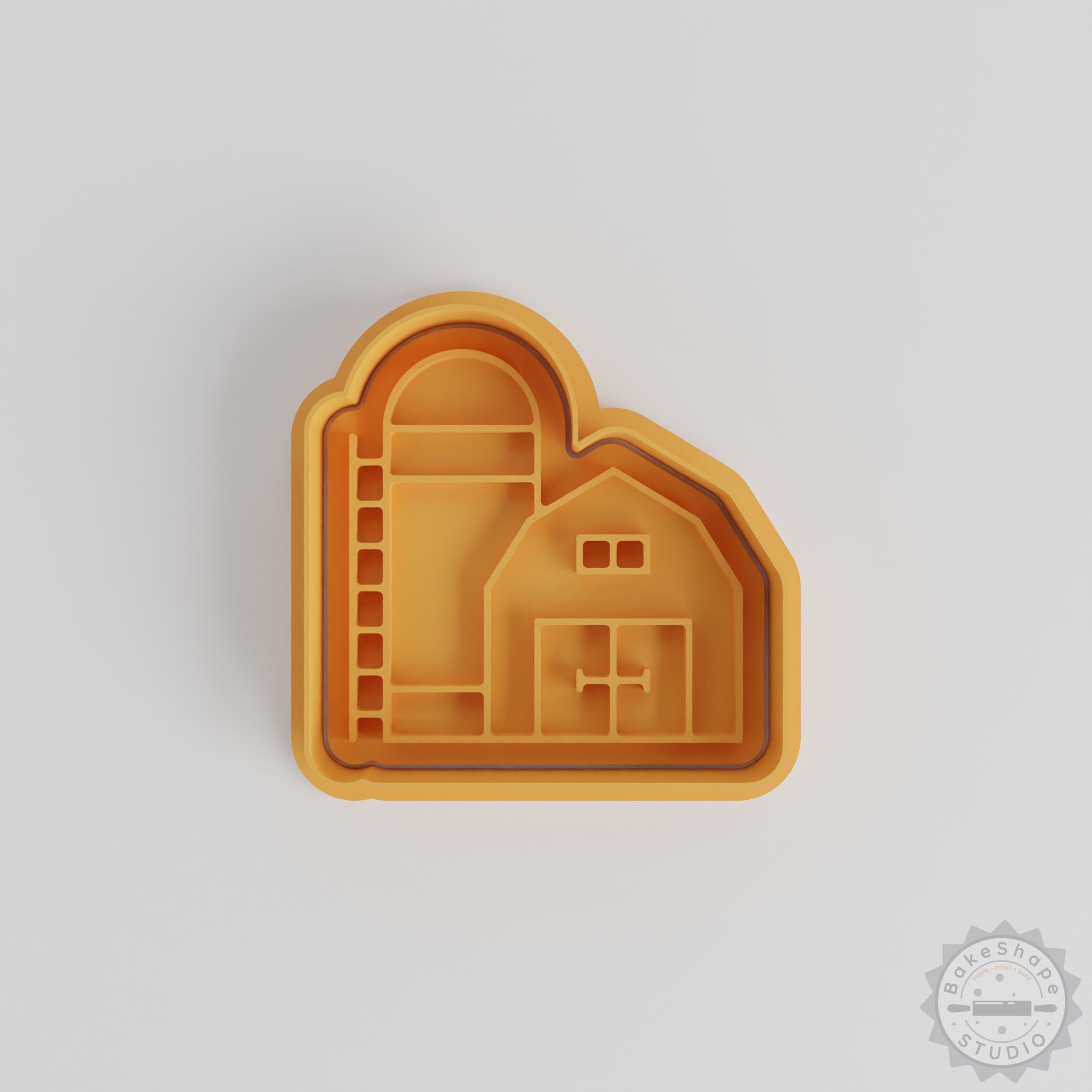 Barn Cookie Cutter & Stamp Set, Farmhouse Fondant Decor, 3 Sizes (S/M/L), 6 Piece Collection