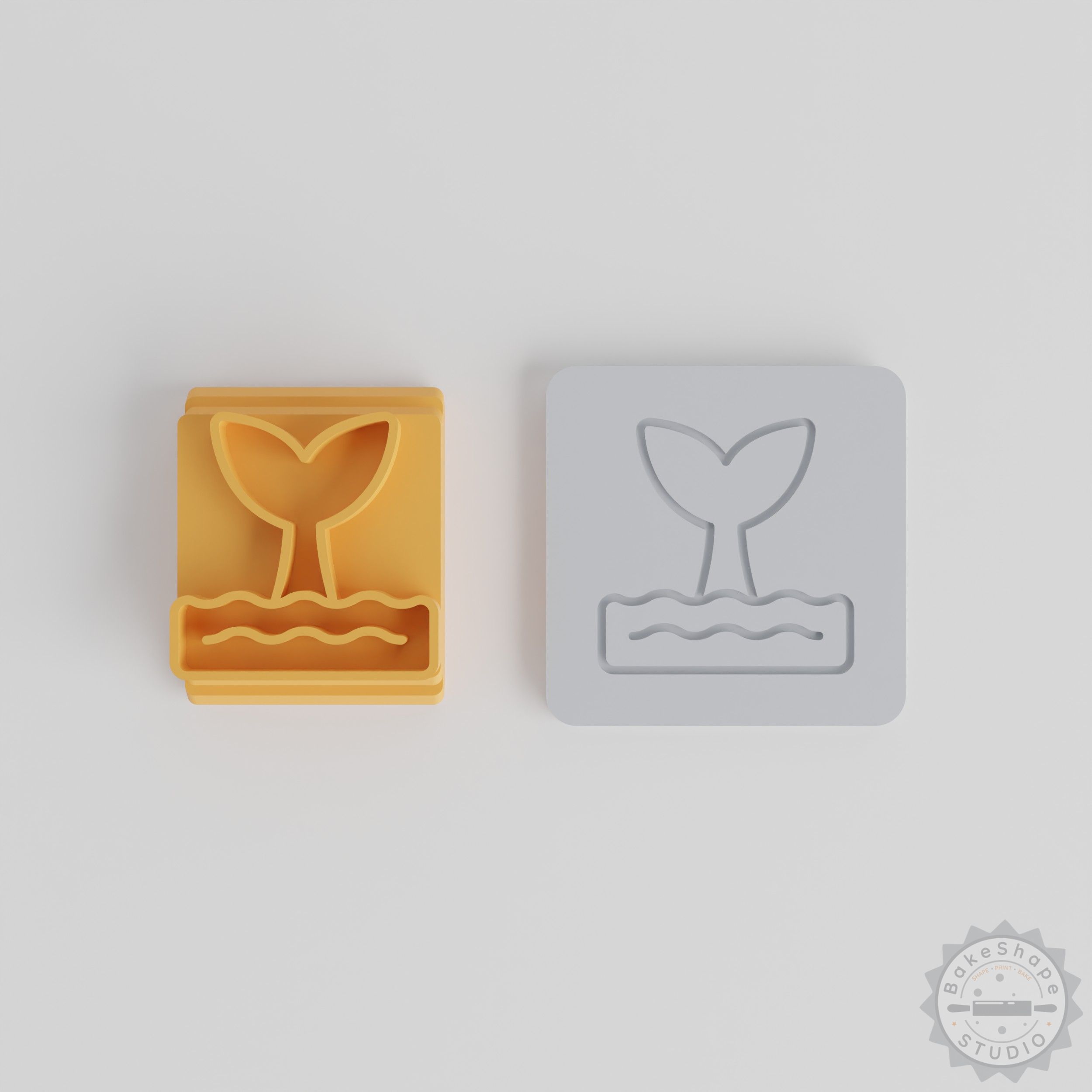 Whale Tail Ocean Stamp Tile Set, 5 Sizes, Perfect for Clay and Cookies Crafting