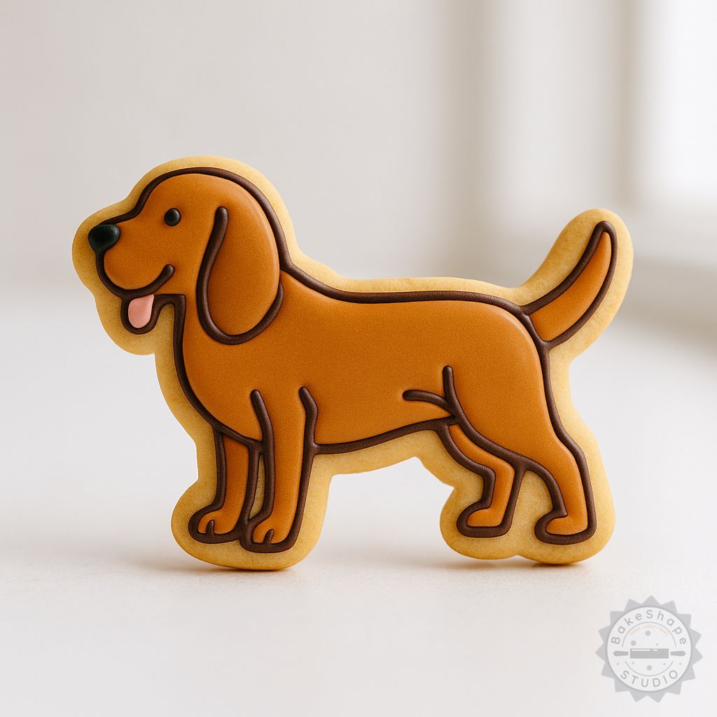 Bloodhound dog breed cookie cutter and stamp STL set for 3D printing small, medium, and large cookie and fondant shapes