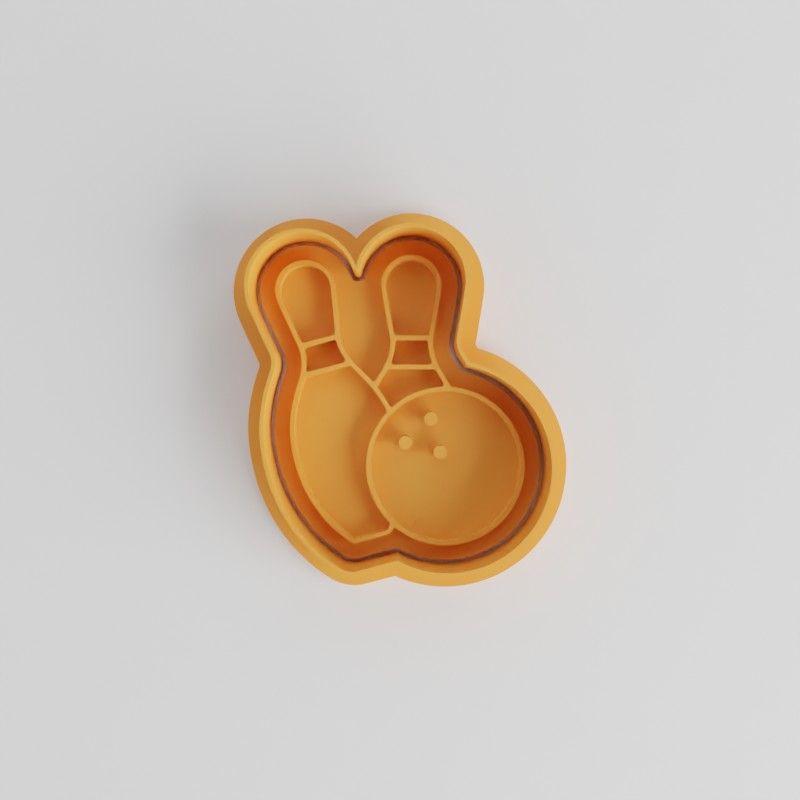 Bowling Shape Cutter and Stamp Set, Cookie Fondant Cutters, 6-Piece Bowling Ball and Pin Design