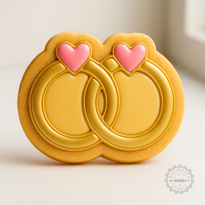 Decorated example 1 of Diamond Ring Cookie Cutter Set, Shape Cutter with Stamp, Perfect for Cookies & Fondant, Multiple Sizes, 6-Piece Collection