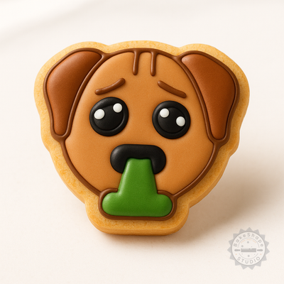 Decorated example 1 of Puke Cookie Cutter and Stamp Set, 6-Piece, Includes Shapes for Cookies and Fondant, 3 Sizes