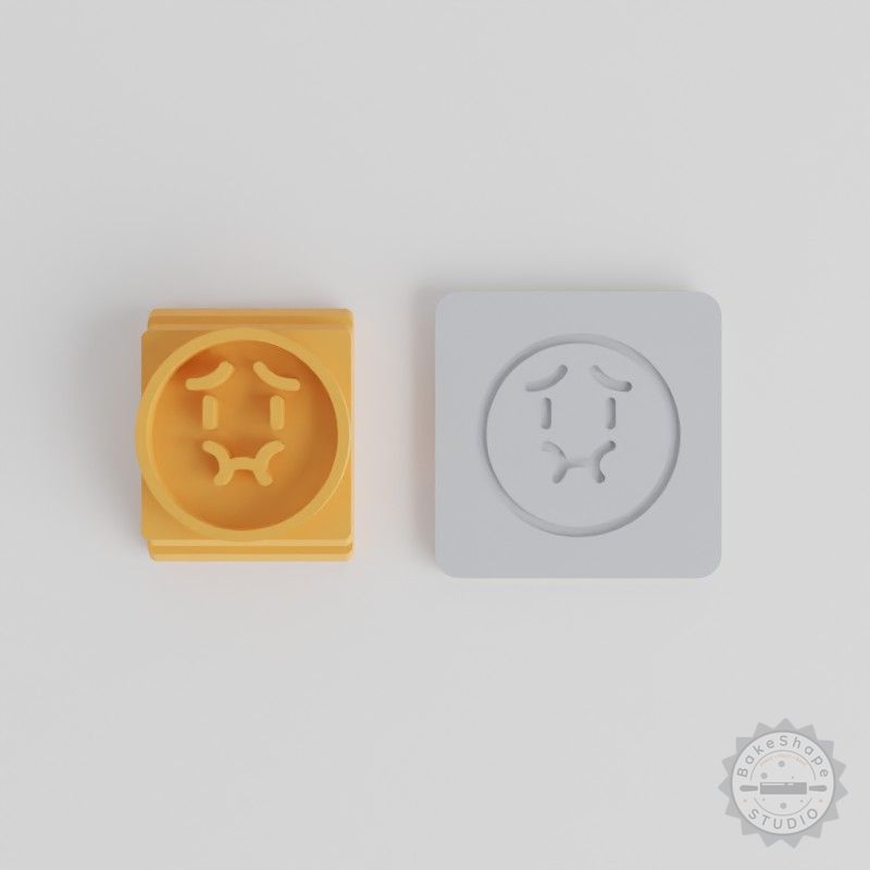 Nausea Stamp Tile Set, 5 Pieces for Clay, Cookies, Fondant, Sick Emoji Face Design