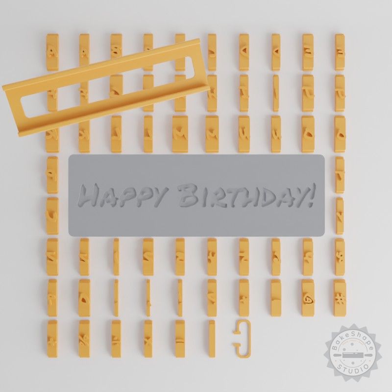 Permanent Marker Font Tile Set, 1/2" Size, 80 Pieces for Clay, Cookies, and Fondant