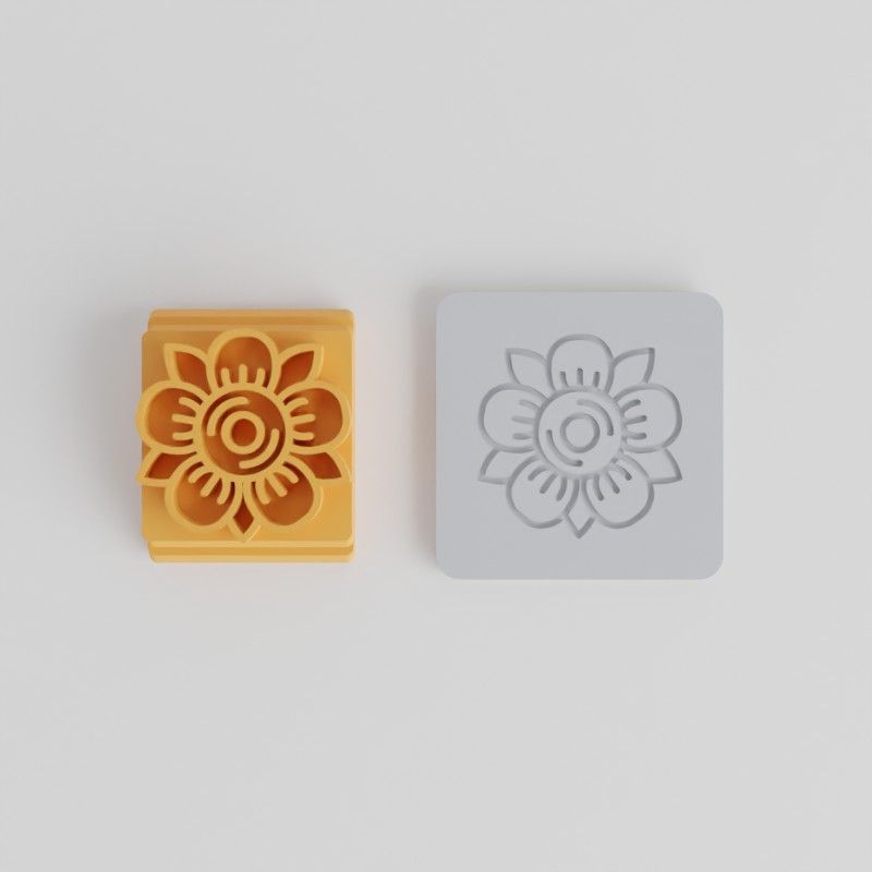 Flower Stamp Tile Set, 5 Sizes, Day of the Dead Motif, Perfect for Clay and Cookies