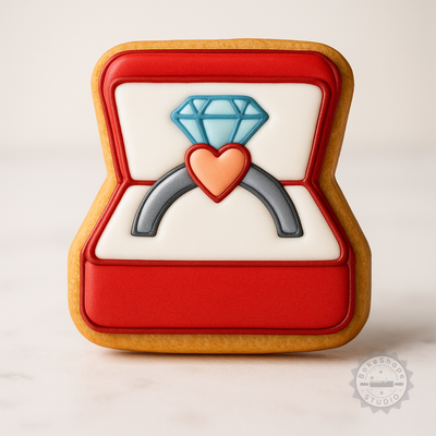 Decorated example 1 of Diamond Ring Cookie Cutter Set, Perfect for Fondant, S/M/L Shape Stamp, 6 Pieces