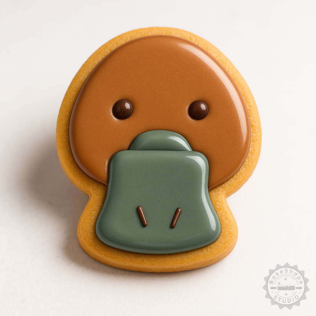Decorated example 1 of Platypus Cookie Cutter & Stamp Set, Perfect for Cookies & Fondant, Includes S/M/L Sizes, 6-Piece Duck Billed Animal Shapes