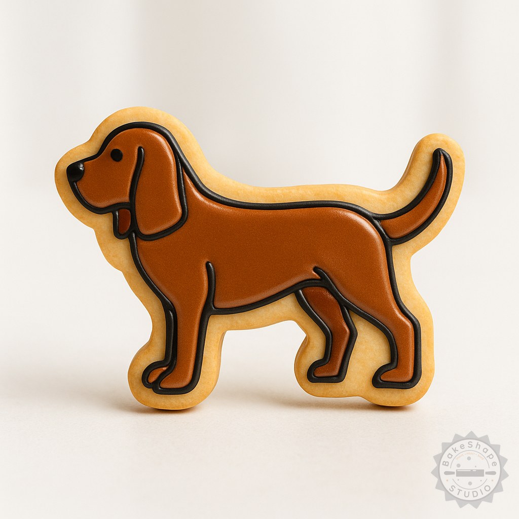 Decorated example 1 of Bloodhound Cookie Cutter and Stamp Set, 6-Piece, Perfect for Cookies and Fondant, S/M/L Animal Tracker Design