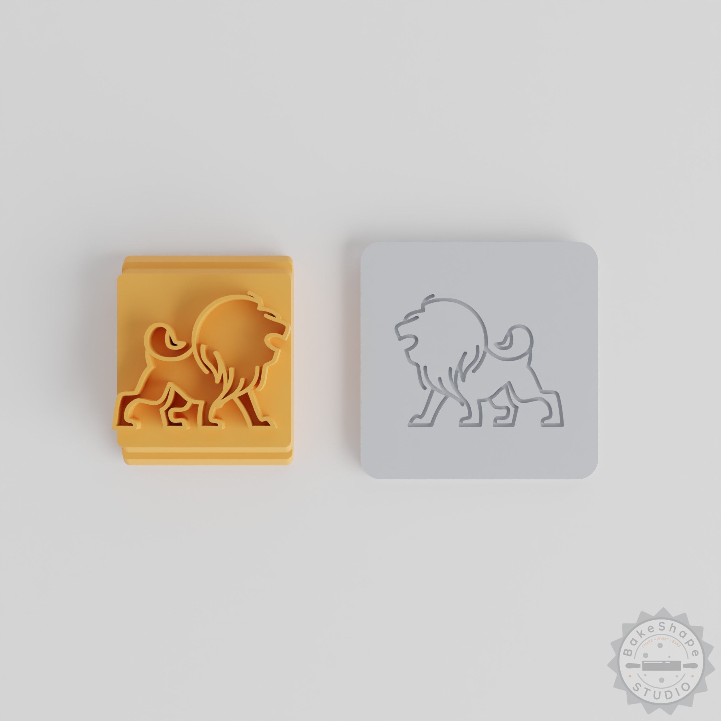 Lion Stamp Tile Set, Animal Motif, 5 Sizes for Clay, Cookies, Fondant