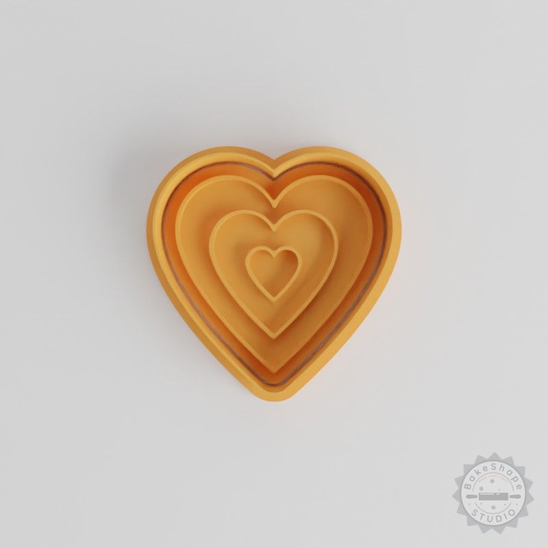 Heart Shape Cutter & Stamp Set, 6 Pieces for Cookies & Fondant, Sizes S/M/L