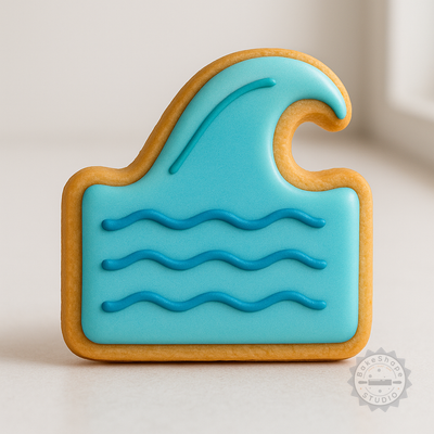 Decorated example 1 of Wave Ocean Cookie Cutter and Stamp Set, 6-Piece, S/M/L, Perfect for Cookies and Fondant