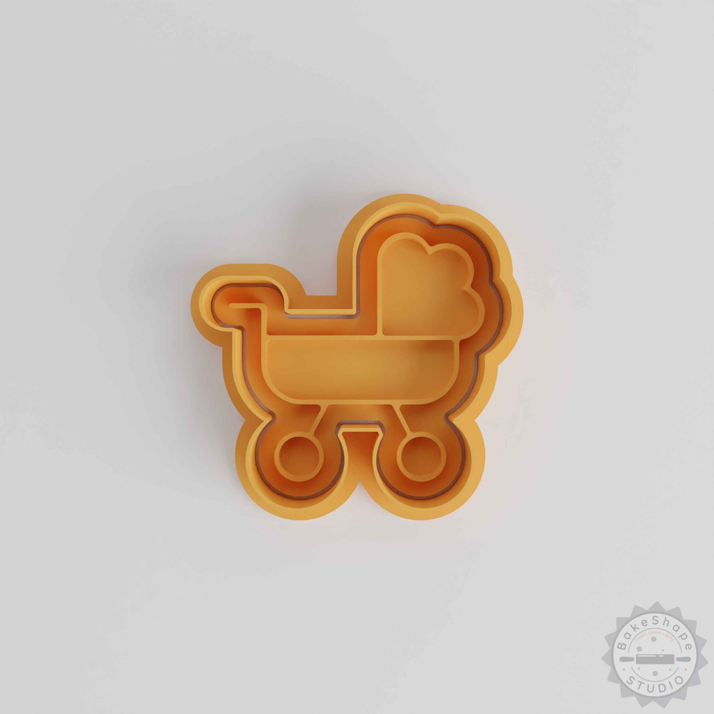 Baby Pushchair Cookie Cutter and Stamp Set, 6-Piece, S/M/L Sizes, Fondant Baking Tool