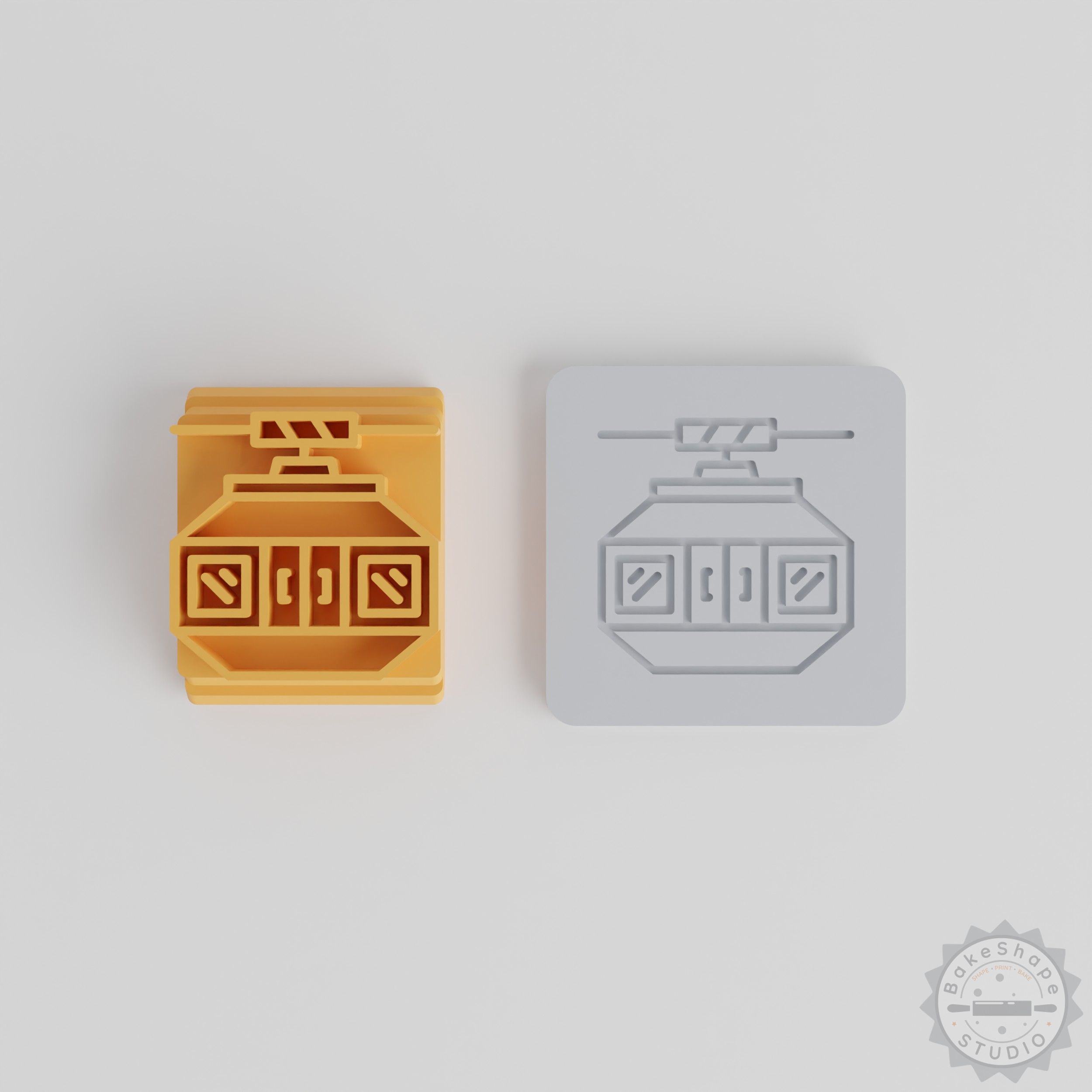 Cablecar Stamp Tile Set, 5 Sizes, Ideal for Clay, Cookies, Fondant and More, Transportation Motif