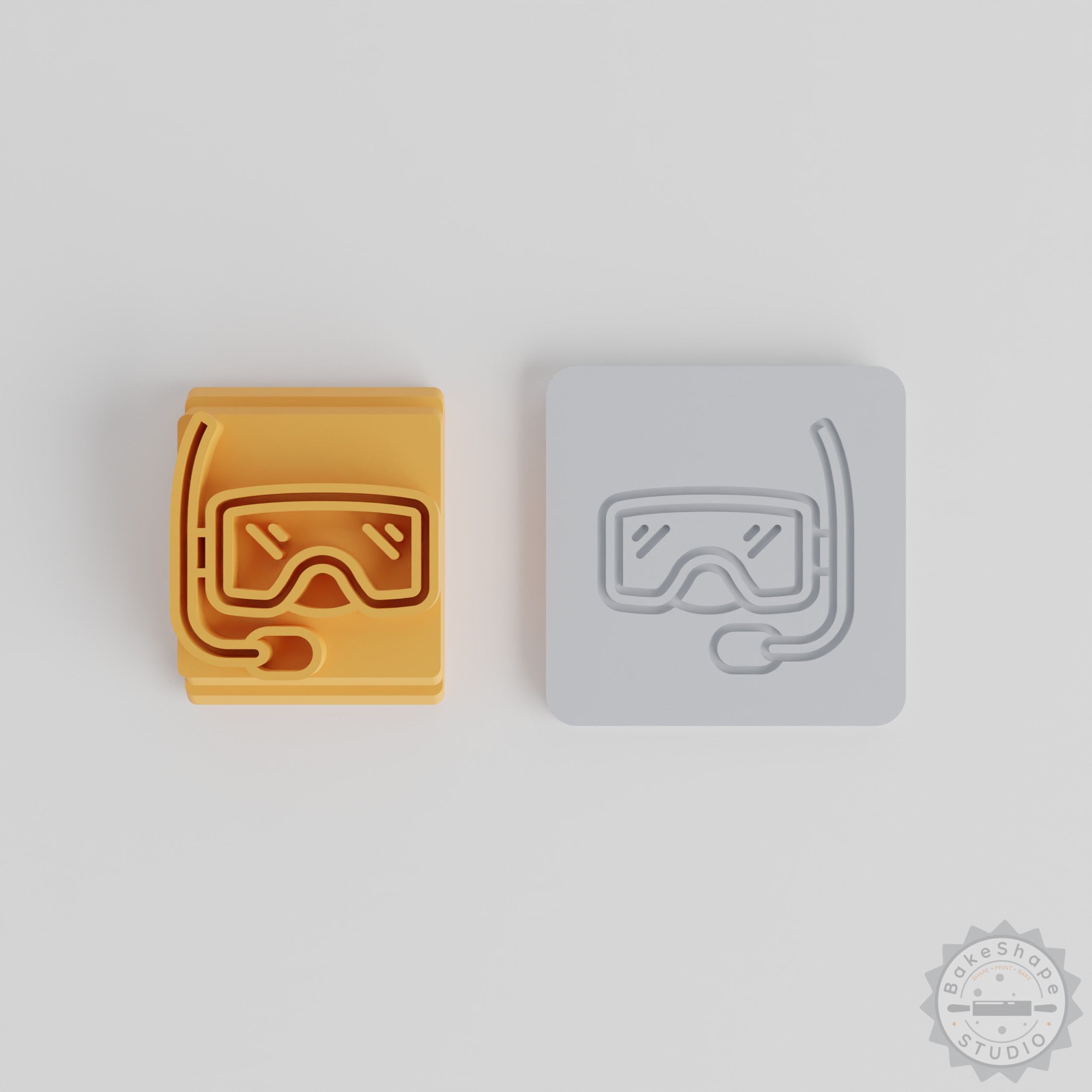 Snorkel, Diving Tube, Underwater Breather, Swim Gear Set - 5 Stamp Motif Sizes for Clay, Cookies, Fondant