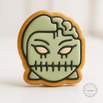 Decorated example 1 of Zombie Girl Cookie Cutter & Stamp Set, Halloween Baking, S/M/L Sizes, 6-Piece Halloween Decor