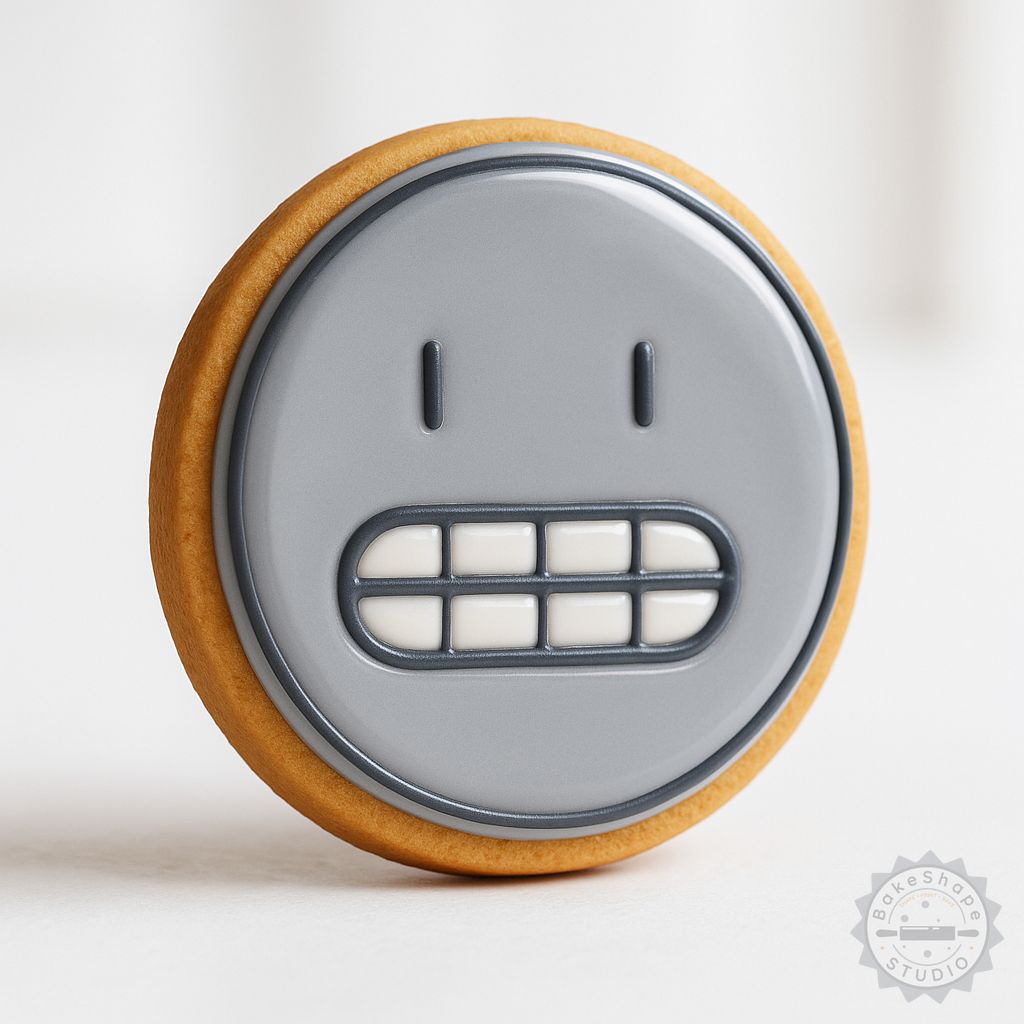 Grimacing emoji cookie cutter and stamp STL for 3D printing with small, medium, and large sizes