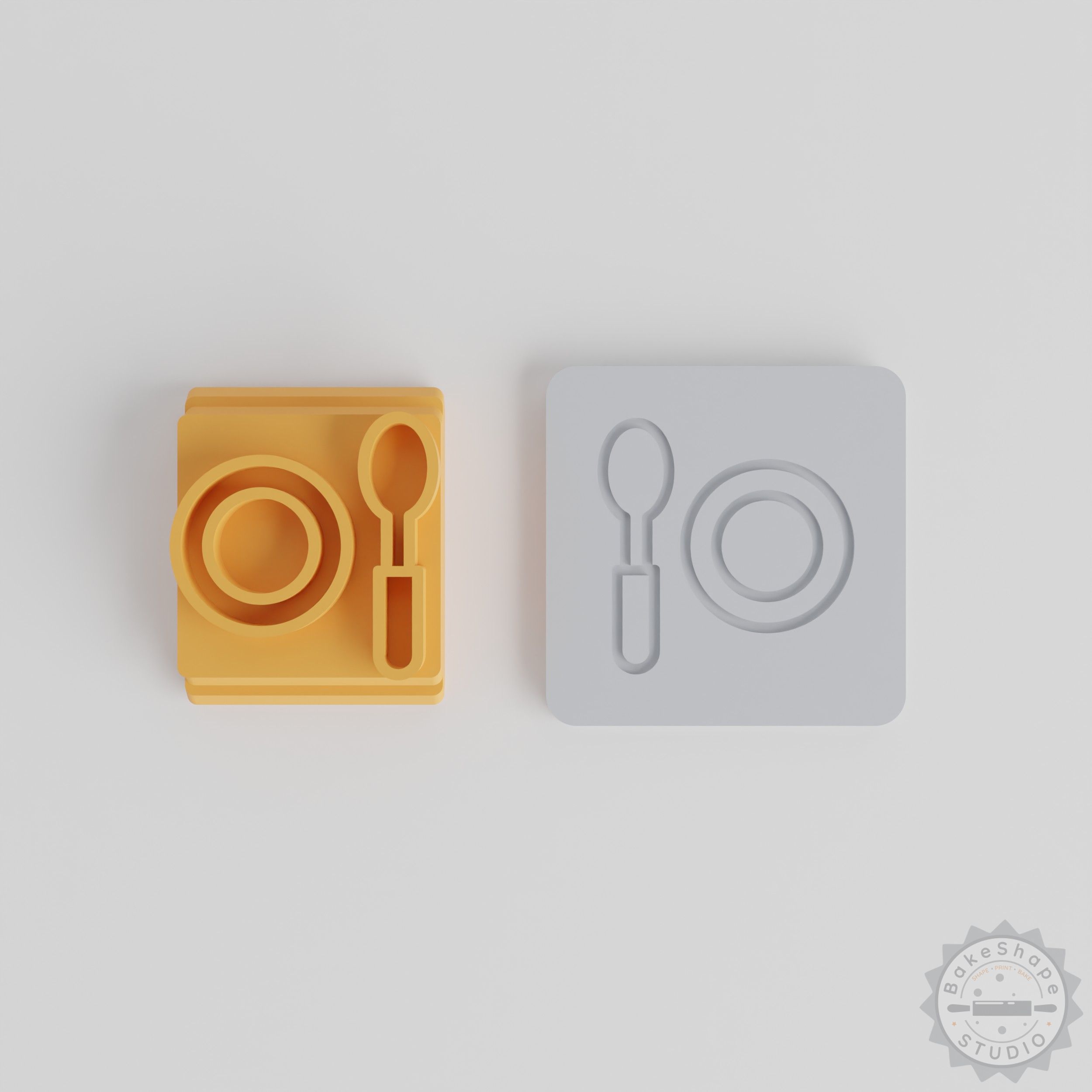 Dining Stamp Tile Set, 5-Piece Motif, Perfect for Clay, Cookies, Fondant, 20-40mm Sizes