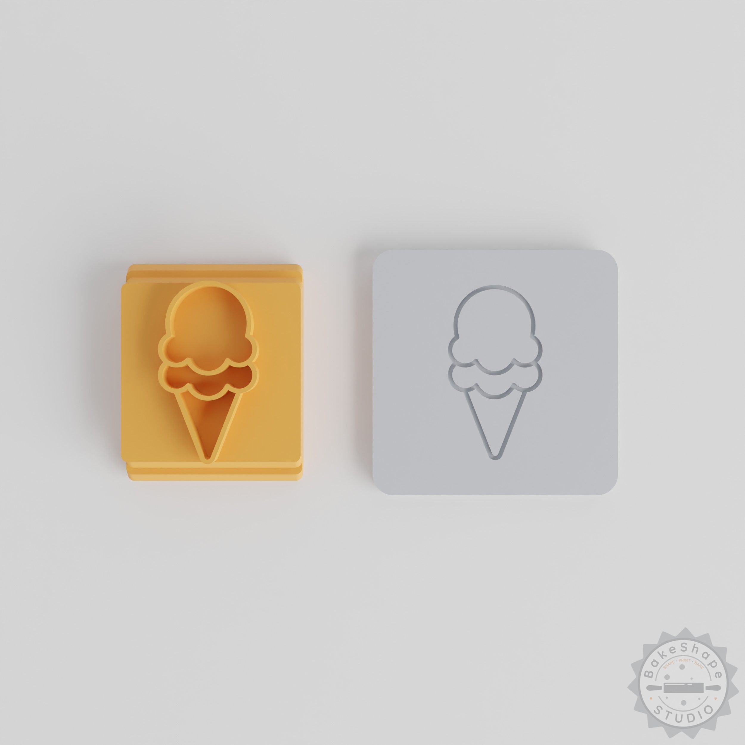 Ice Cream Stamp Tile Set, 5 Sizes for Clay, Cookies, Fondant - Fun Gelato Design