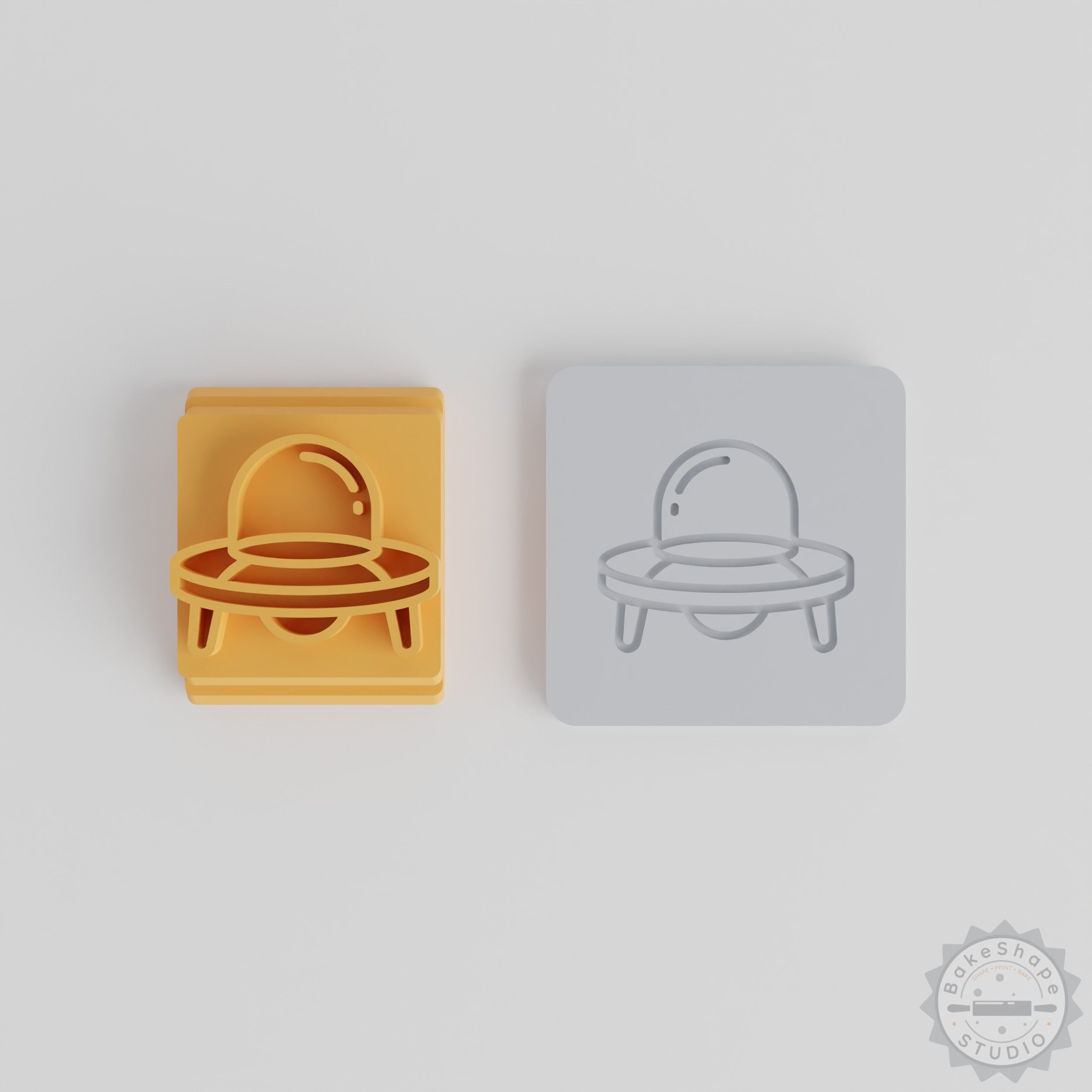 UFO Stamp Tile Set, 5 Pieces, 20-40mm Sizes, Perfect for Clay, Cookies, Fondant