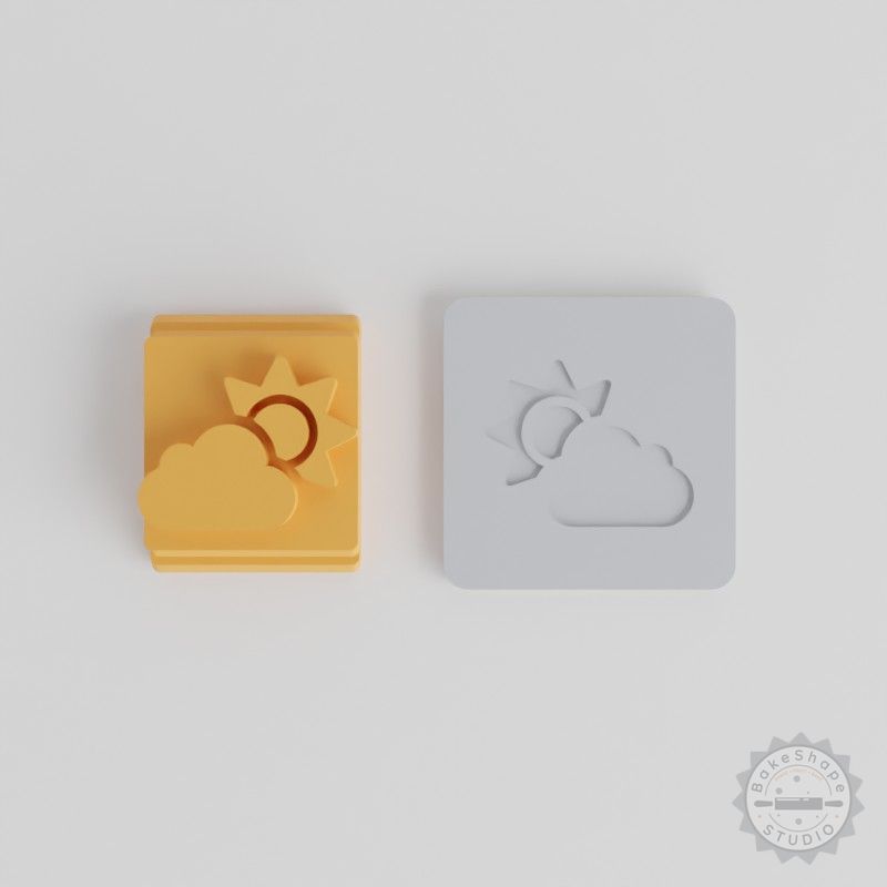 Cloud Sun Stamp Tile Set, 5 Motif Sizes for Clay, Cookies, Fondant