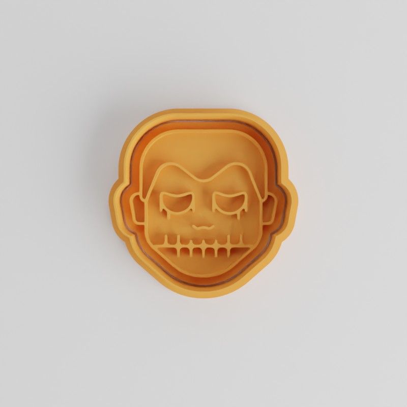 Skull Boy Cookie Cutter Stamp Set, Halloween Skull Shape, 6-Piece Fondant Tools in S/M/L Sizes