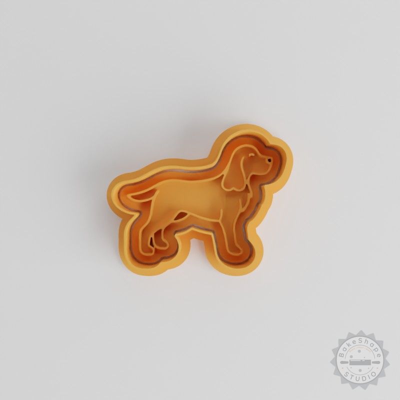 English Springer Shape Cutter & Stamp Set, 6-Piece Cookie & Fondant Tools, S/M/L Sizes