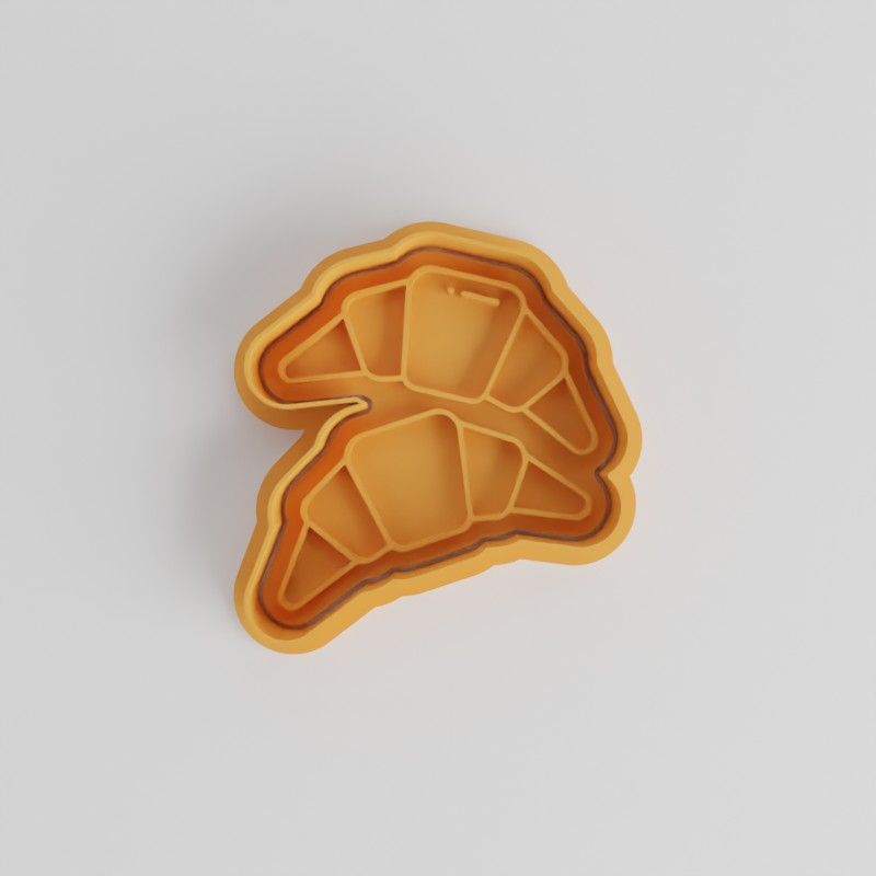 Croissant Shape Cutter and Stamp Set, 6-Piece Cookie Fondant Tool, French Pastry Designs, 3 Sizes S/M/L
