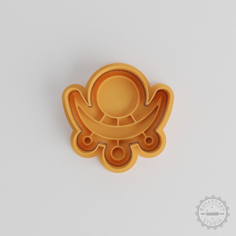Shravana Nakshatra Vedic Astrology Cookie, Fondant Shape Cutter & Stamp Set, 6-Piece, S/M/L Sizes