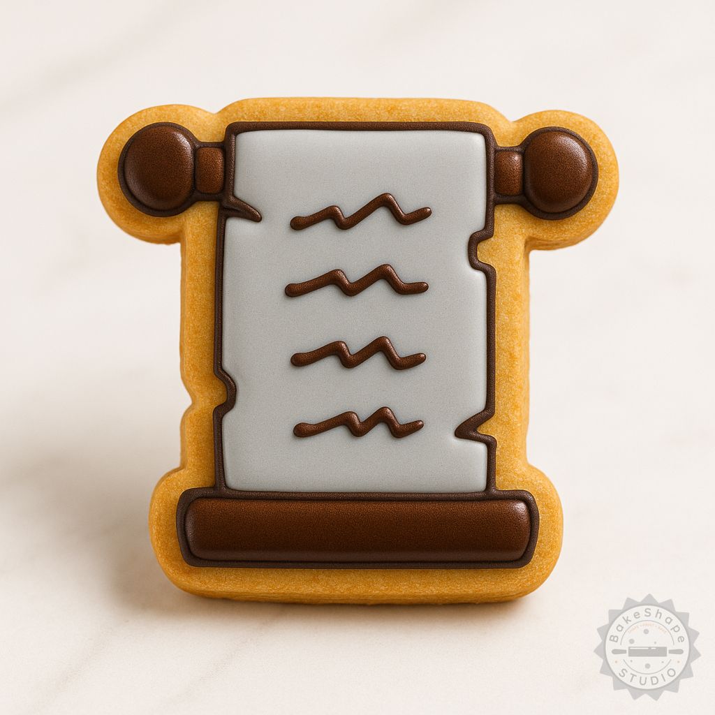 Scroll shape cookie cutter and stamp STL set for 3D printing, including small, medium, and large sizes for cookies and fondant