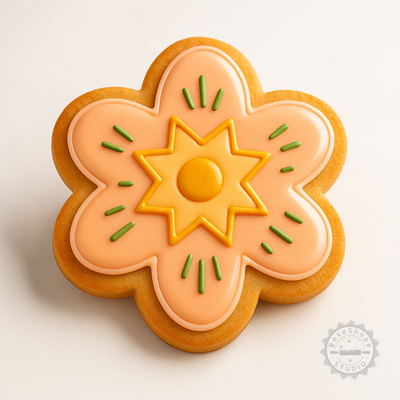Decorated example 1 of Flower Shape Cutter and Stamp Set, 6-Piece Floral Fondant and Cookie Baking Tool