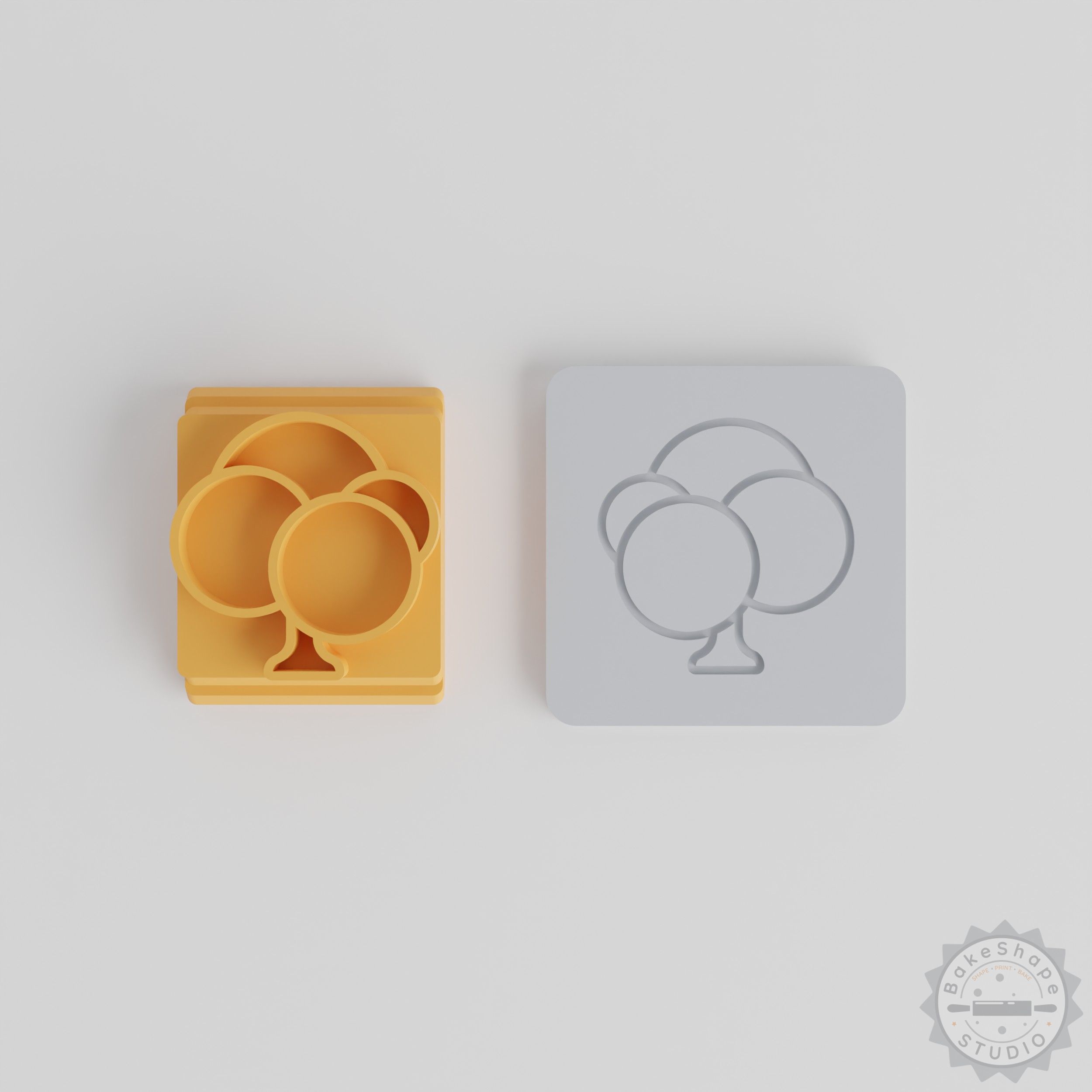 Tree Stamp Tile Set, 5 Sizes, Perfect for Clay, Cookies, Fondant, Leafy Circle Nature Design