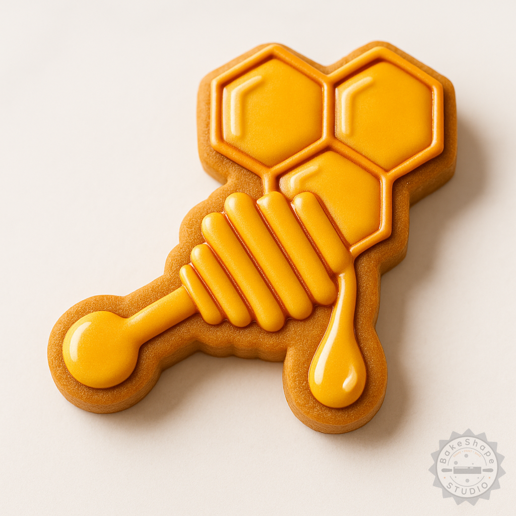 Decorated example 1 of Honey Wand Cookie Cutter Set with Stamp, 6-Piece Fondant Cutter, S/M/L Apiary Tool