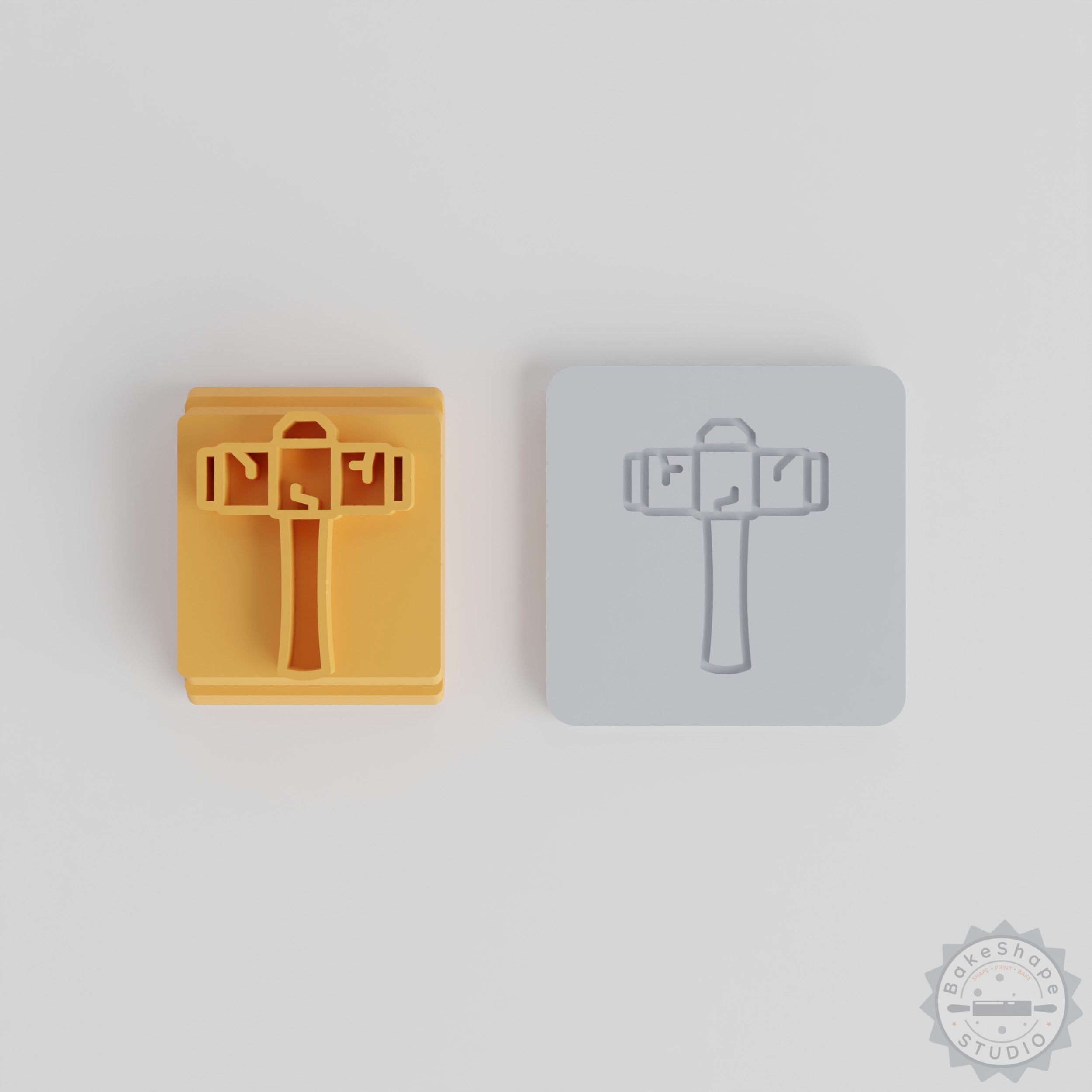 Sledge Hammer with Stamp Tile Design, 5 Motif Sizes for Clay, Cookies, Fondant