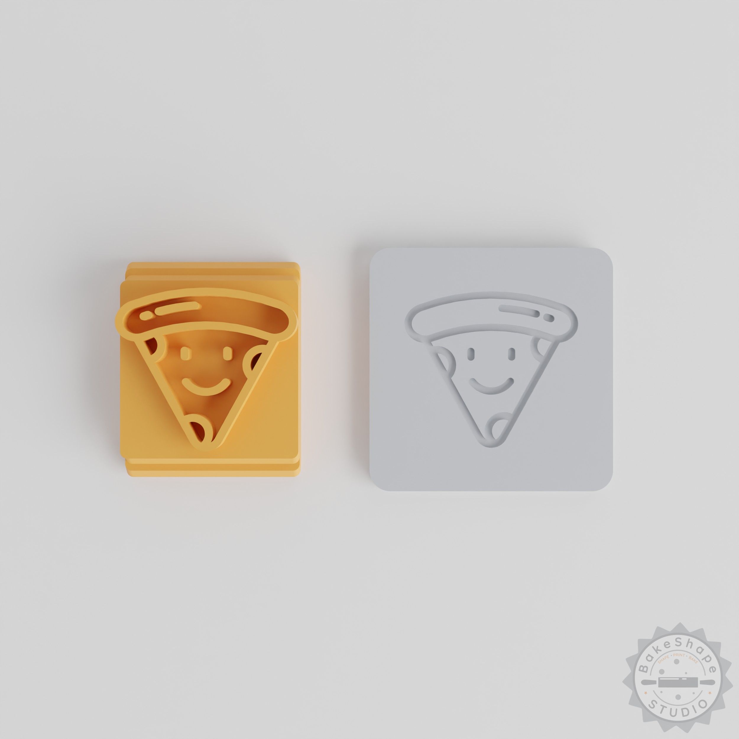 Kawaii Pizza Stamp Tile Set, 5 Sizes, Cute Italian Food Motif, Clay Cookie Fondant Craft Tool