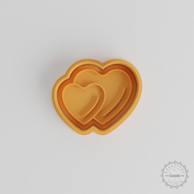 Hearts Cookie Cutter and Stamp Set, Love Heart Baking Tools for Cookies and Fondant, 6 Pieces in 3 Sizes