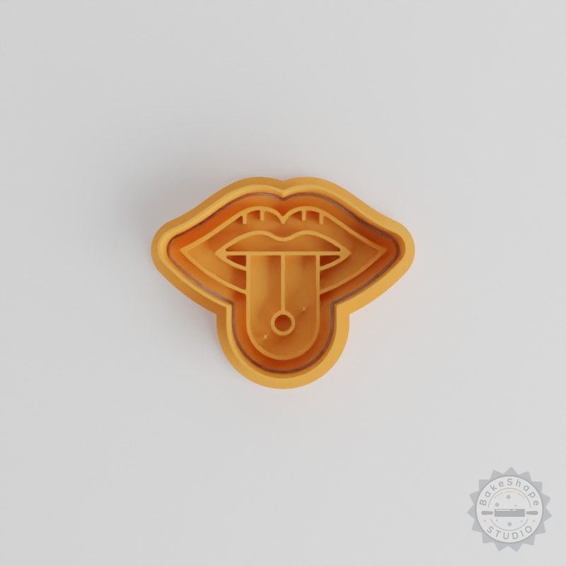 Tongue Shape Cookie Cutter & Stamp Set, 6-Piece, Small/Medium/Large, Perfect for Cookies & Fondant, Mouth Art Designs