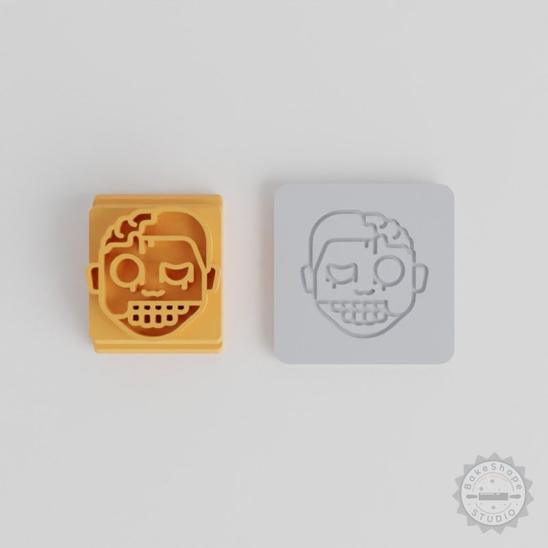 Zombie Boy Stamp Tile Set, 5 Sizes, Ideal for Clay, Cookies, Fondant, Halloween Horror Designs