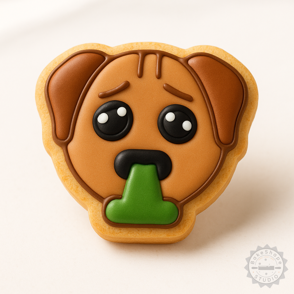 Decorated example 1 of Puke Cookie Cutter and Stamp Set, 6-Piece, Includes Shapes for Cookies and Fondant, 3 Sizes