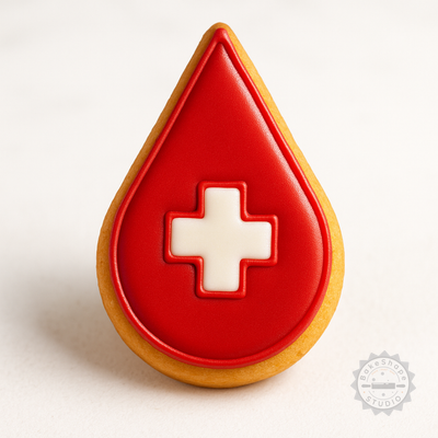 Decorated example 1 of Blood Donate Cookie Cutter & Stamp Set, 6-Piece, Shapes S/M/L for Cookies & Fondant
