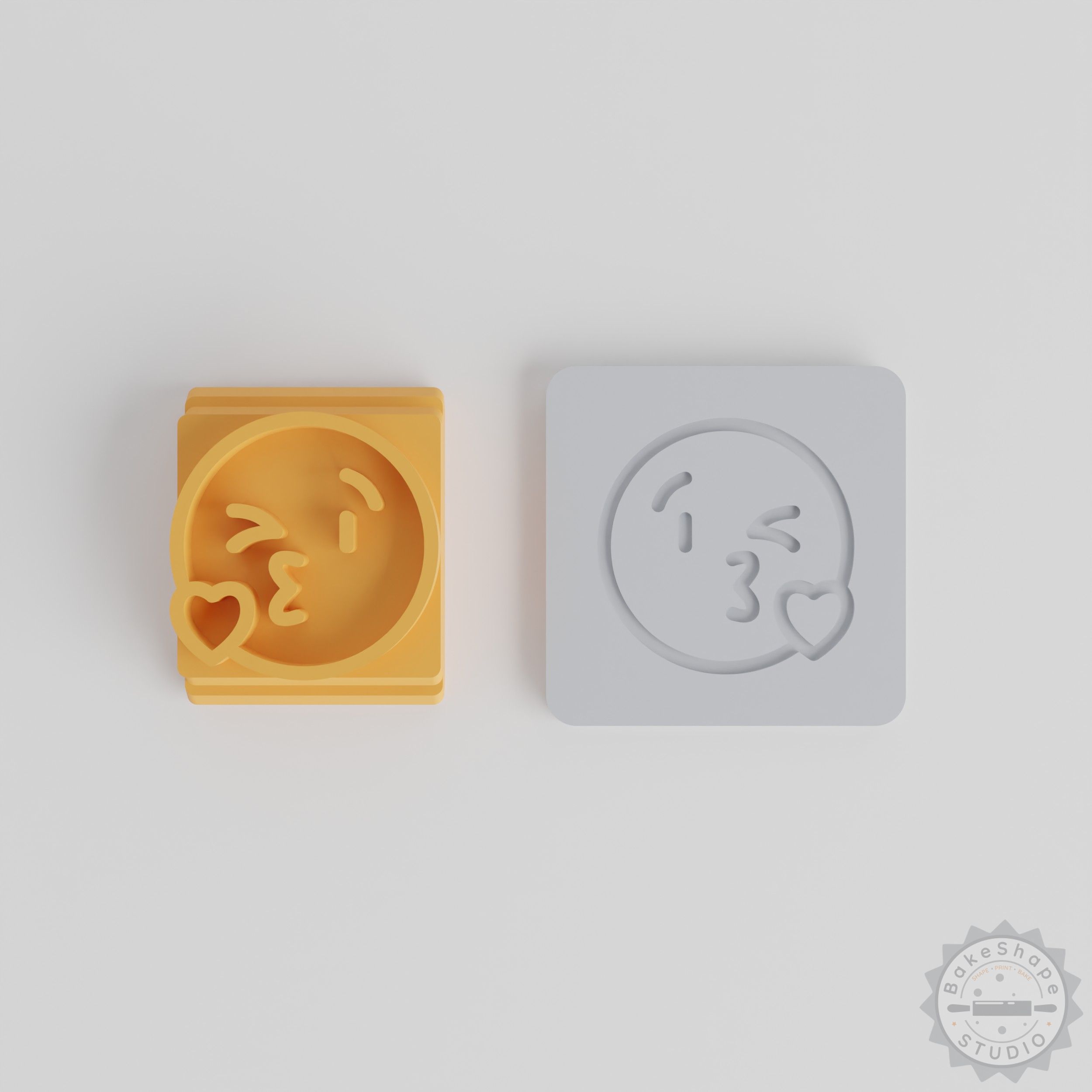 Blow a Kiss Stamp Tile Set, 5 Motif Sizes for Clay, Cookies, Fondant, Wink Kiss Emoji Design