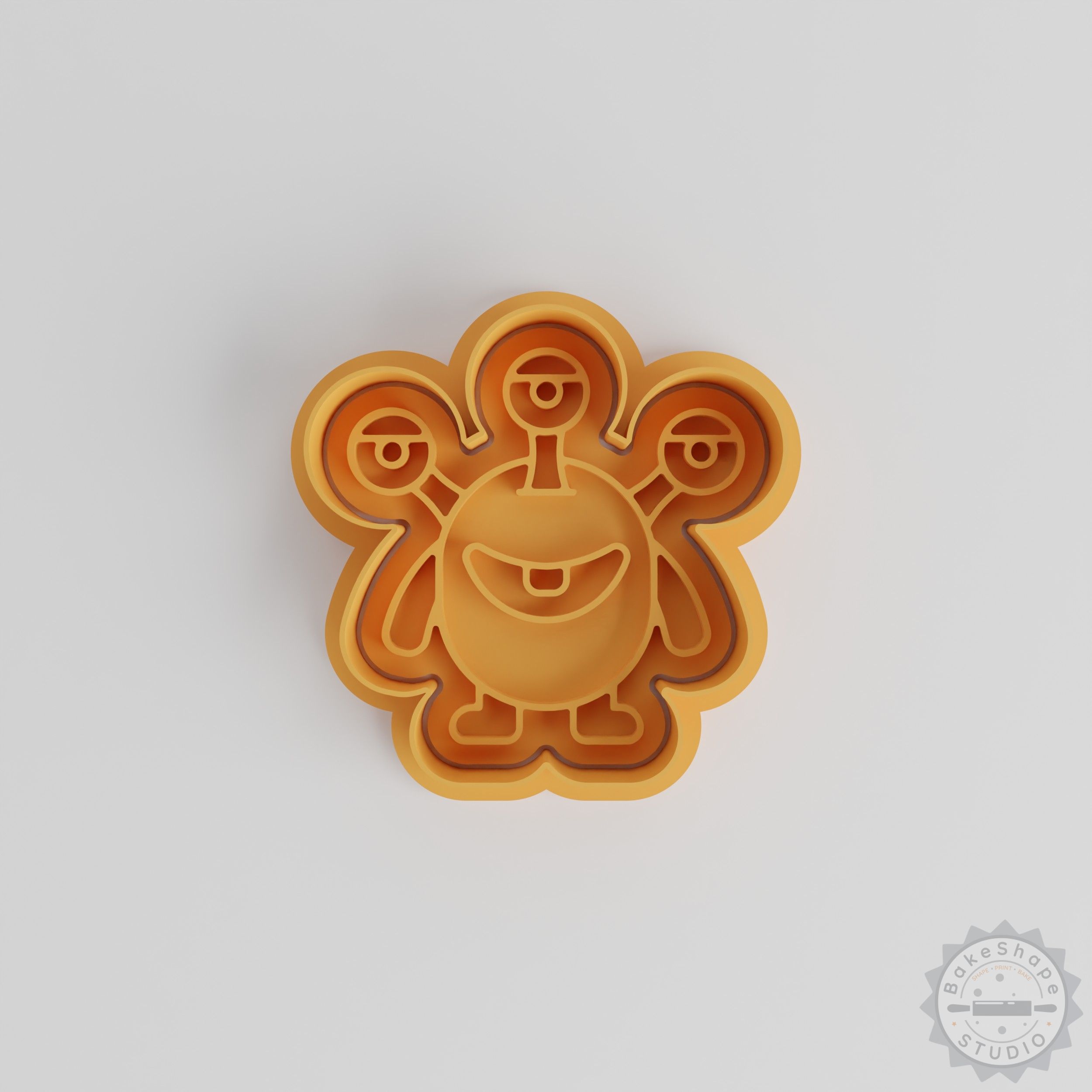 Three Eyes Monster Cookie Cutter & Stamp Set, 6-Piece, S/M/L Sizes, Perfect for Fondant