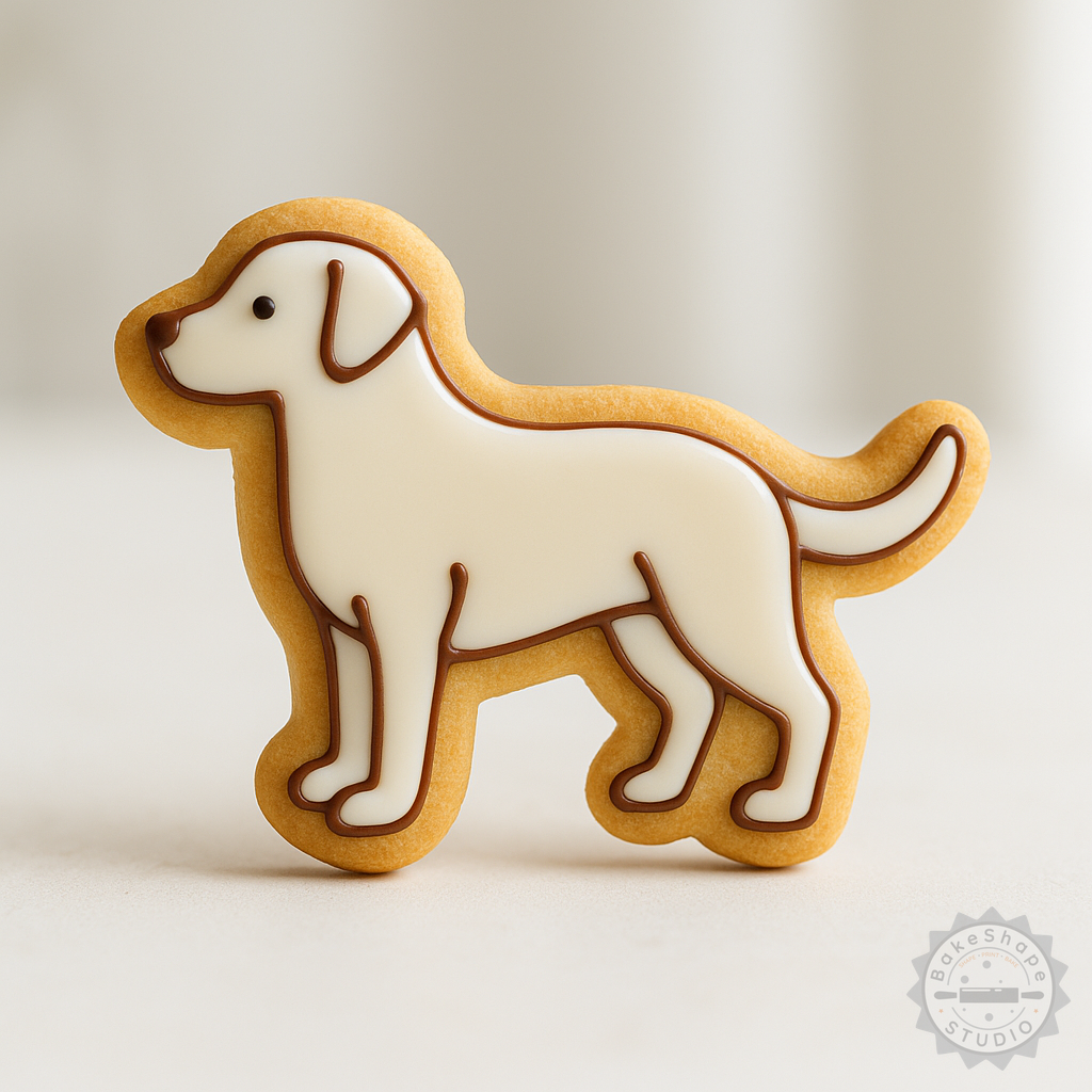 Decorated example 1 of Labrador Retriever Cookie Fondant Cutter & Stamp Set, 6-Piece, S/M/L Sizes, Dog Shape Baking Tool