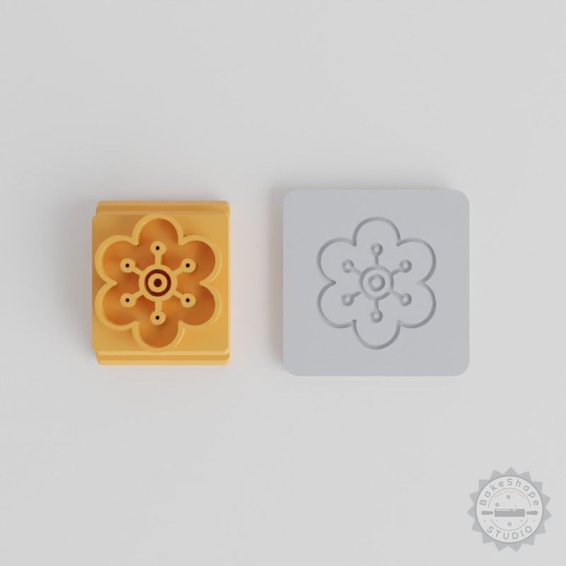 Geranium Stamp Tile Set, Motif Sizes from 20-40mm, Perfect for Clay, Cookies, Fondant, Gardening, Floral Bloom Design