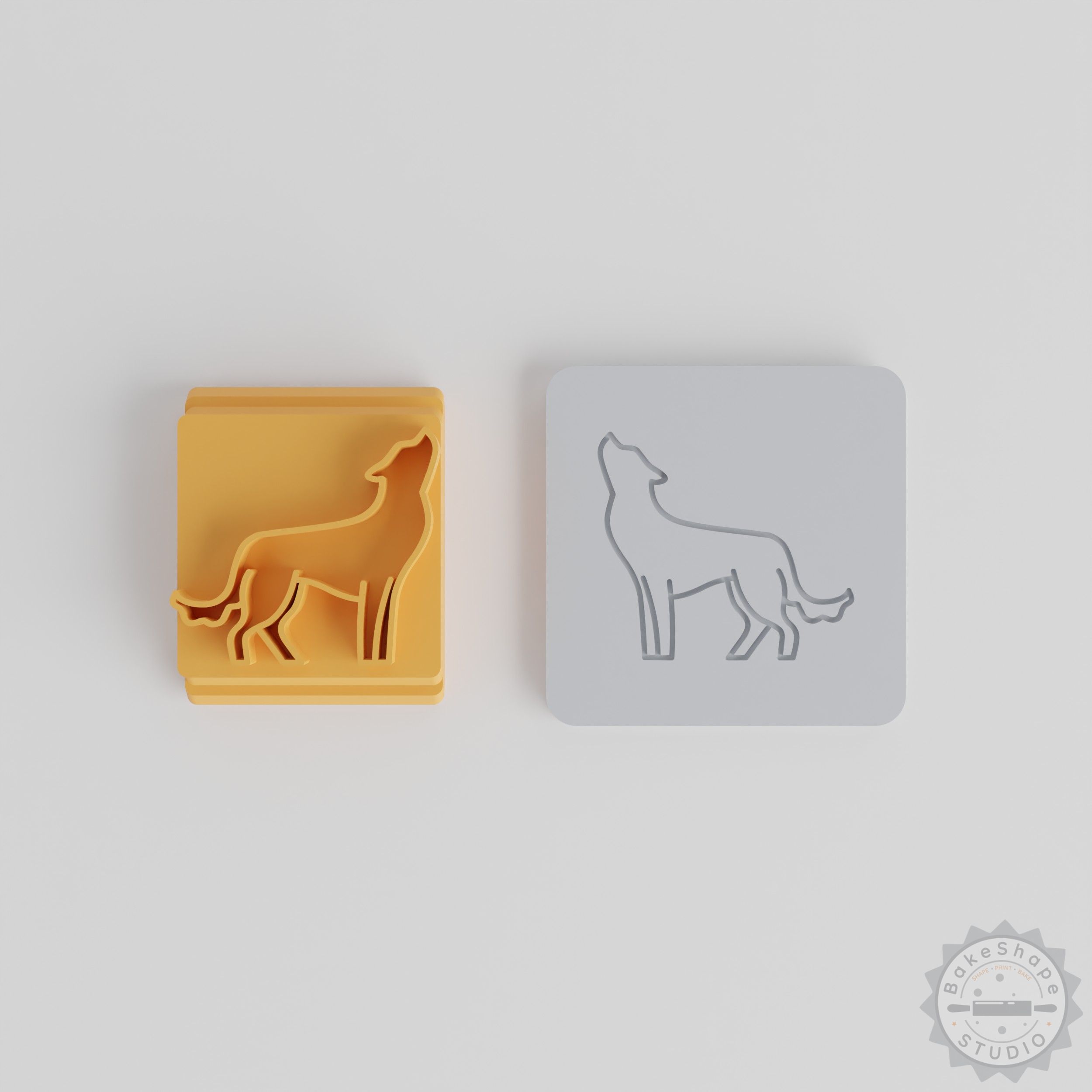 Animal Wolf Stamp Tile Set, 5-Piece Motif Sizes 20-40mm, Perfect for Clay, Cookies, Fondant