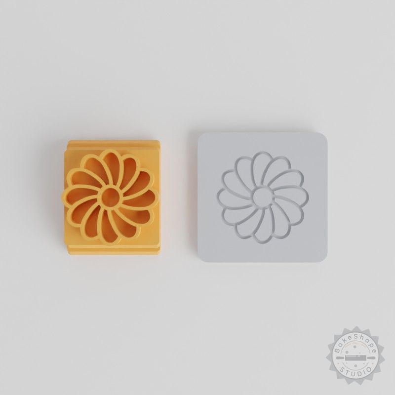 Overlapping Daisy Stamp Tile Set, 5 Sizes, Perfect for Clay, Cookies, Fondant, Floral Pattern Motif