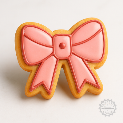 Decorated example 1 of Bow Shape Cutter and Stamp Set, Cookie Fondant Cutter, 6-Piece Decor Bow Holiday Bundle