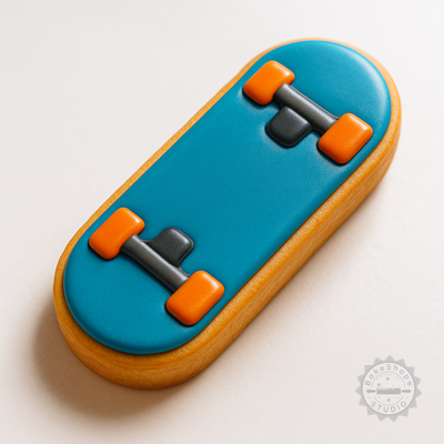 Decorated example 1 of Skateboard Shape Cutter & Stamp Set, Perfect for Cookies or Fondant