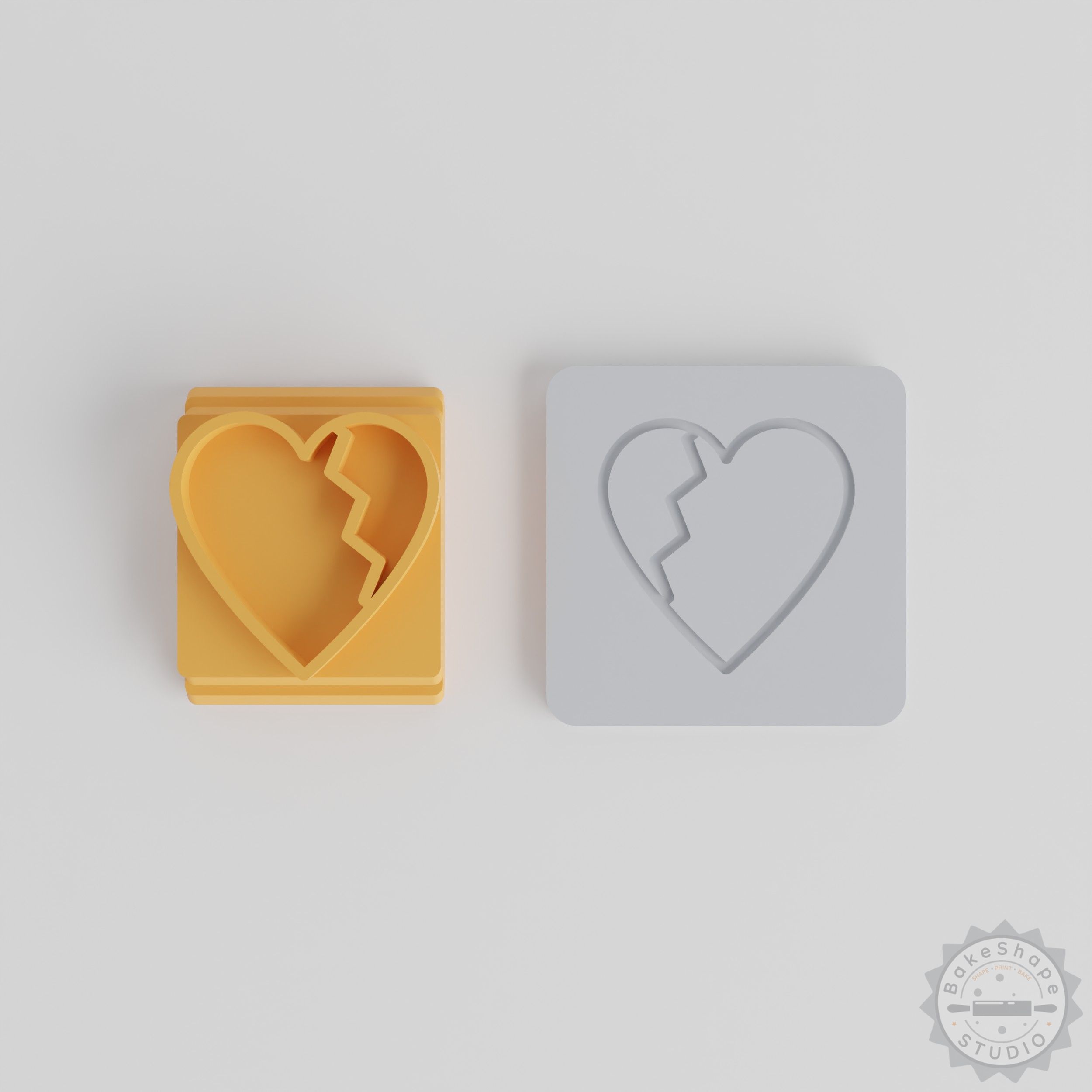 Broken Heart Stamp Tile Set, 5-Piece, Perfect for Clay, Cookies, Fondant, Multiple Motif Sizes